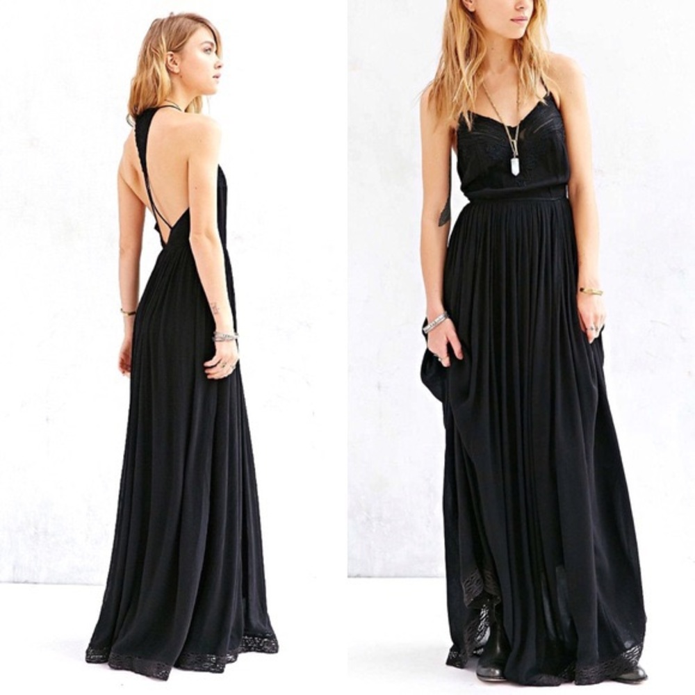 *HP* URBAN OUTFITTERS KIMCHI BLUE BLACK LACE MAXI DRESS